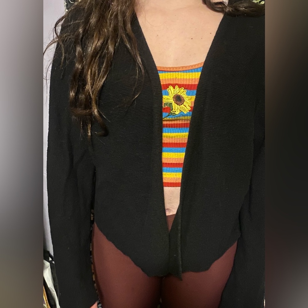j jill black open front wrap cardigan size large EUC